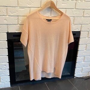 Lord & Taylor 100% Cashmere Women’s Size S Peach Crew Neck Short Sleeve Sweater